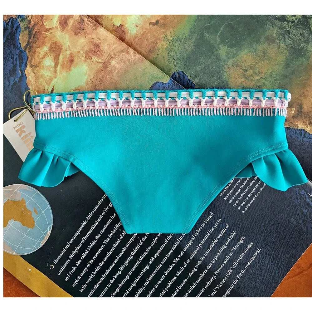 Kiini Liv Mini Jade Multi Crochet Ruffle Bikini Bottom Size 5/6 NEW